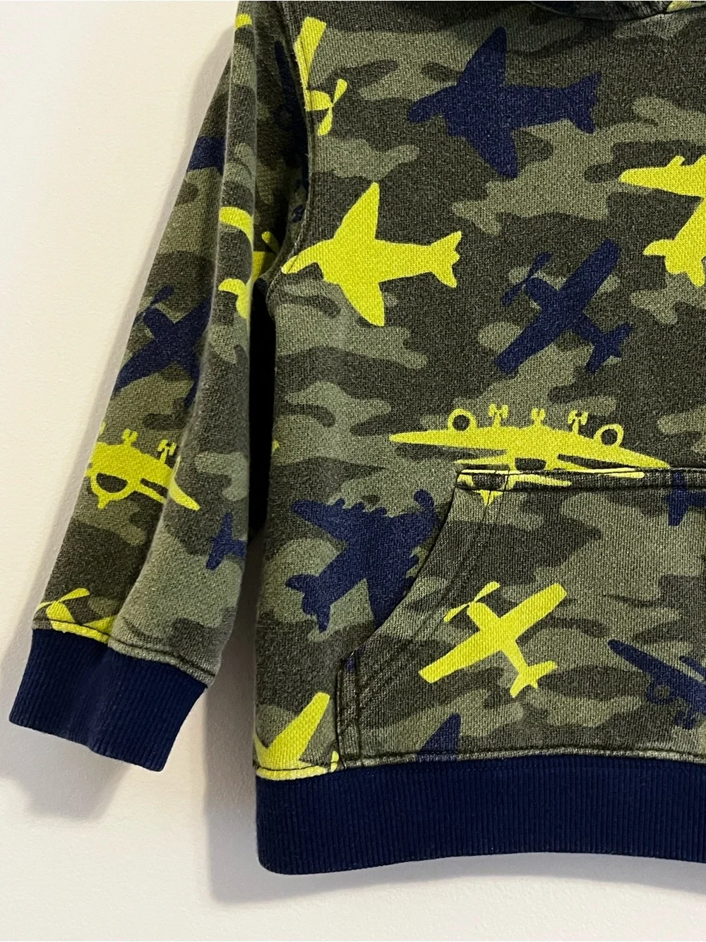 Gymboree Airplane Camo Pullover Hoodie Toddler Boys 2T-3T Fleece Lined
